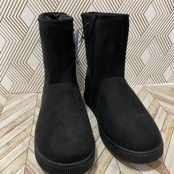 ✨Cat & Jack Black Faux Suede Winter Boots Side Zipper Closure Size 5 NWT - Picture 5 of 6